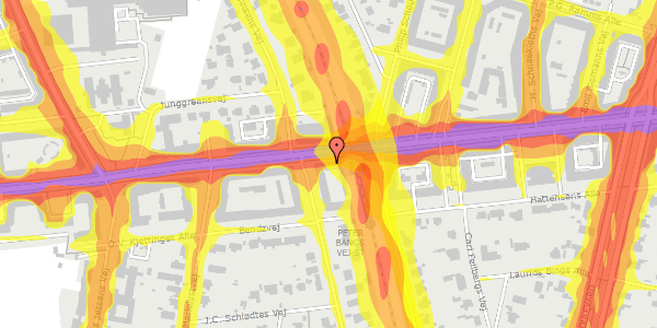 Trafikstøjkort på Peter Bangs Vej 91, st. 3, 2000 Frederiksberg