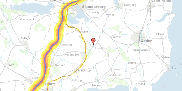 Trafikstøjkort på Langdammen 3, 8732 Hovedgård