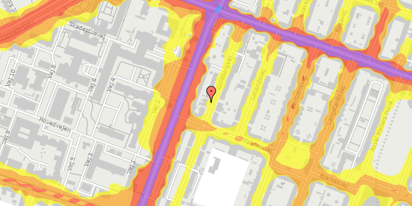 Trafikstøjkort på Guldborgvej 23, 2000 Frederiksberg