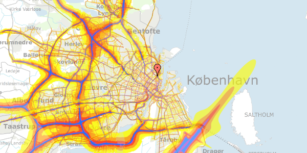 Trafikstøjkort på Upsalagade 20B, 5. th, 2100 København Ø