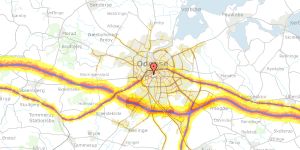 Trafikstøjkort på Dronningensgade 58B, 5000 Odense C