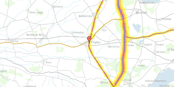 Trafikstøjkort på Zeppelinvej 5, 6360 Tinglev