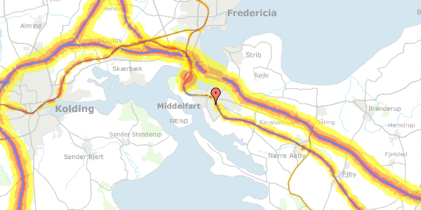 Trafikstøjkort på Færøvej 58C, 5500 Middelfart