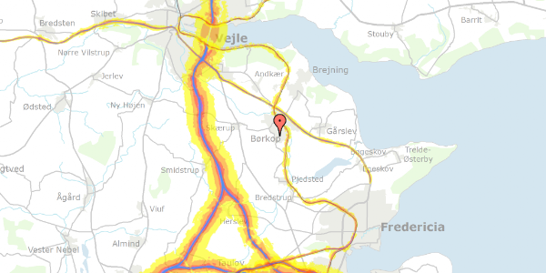 Trafikstøjkort på Mandelhaven 27, 7080 Børkop