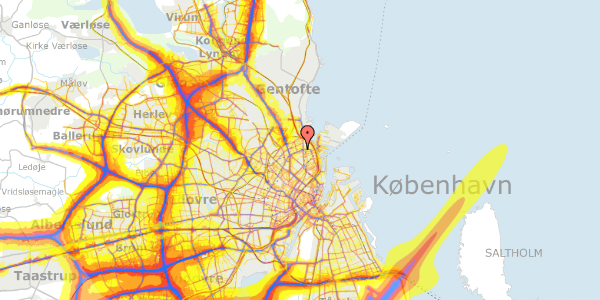 Trafikstøjkort på Masnedøgade 2D, 2100 København Ø