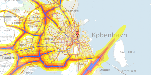 Trafikstøjkort på Vognmagergade 7, 4. , 1120 København K