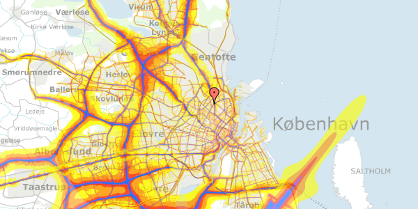 Trafikstøjkort på Vermundsgade 19, 2100 København Ø