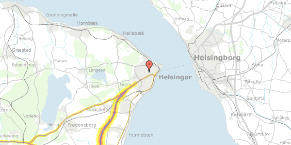 Trafikstøjkort på Gurrevej 92B, 1. 52, 3000 Helsingør