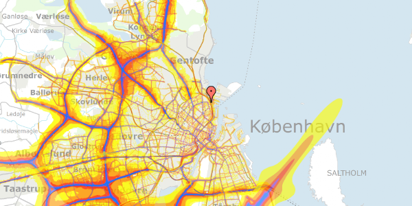 Trafikstøjkort på Svendborggade 1, 3. 302, 2100 København Ø