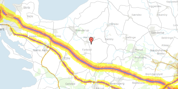 Trafikstøjkort på Fjellerupvej 7, 5463 Harndrup