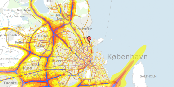 Trafikstøjkort på Hornemansgade 36C, 2100 København Ø