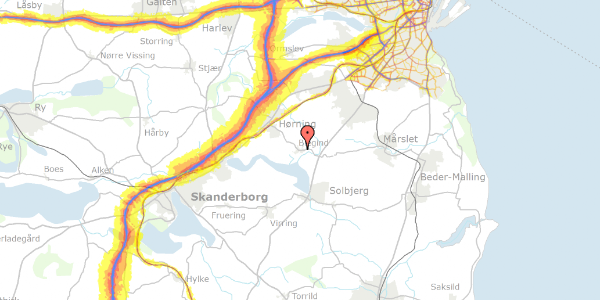 Trafikstøjkort på Langballevej 1B, 8362 Hørning