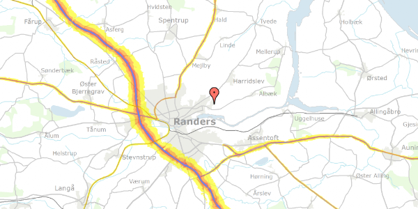 Trafikstøjkort på Blåklokkedalen 28, 8930 Randers NØ