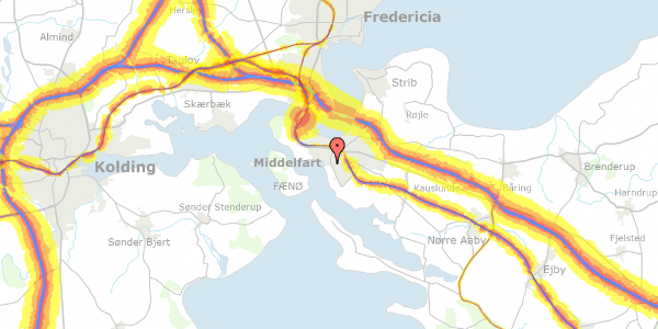 Trafikstøjkort på Østre Hougvej 84D, 5500 Middelfart