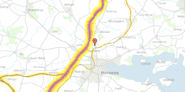 Trafikstøjkort på Langagergård 62, 8700 Horsens