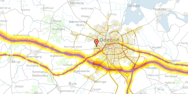 Trafikstøjkort på Vibelund Havekoloni 111, 5200 Odense V