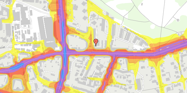 Trafikstøjkort på Bykildevej 2, kl. , 2500 Valby