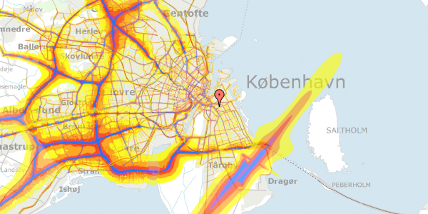 Trafikstøjkort på Amagerbrogade 23, 2300 København S