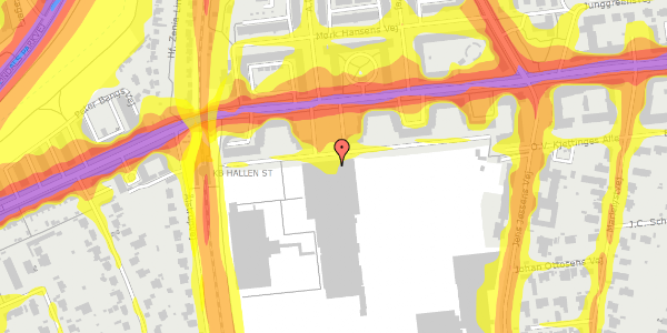 Trafikstøjkort på Peter Bangs Vej 147, 2000 Frederiksberg