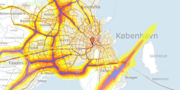 Trafikstøjkort på Absalonsgade 23, 1. 2, 1658 København V