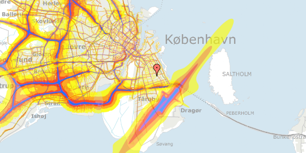 Trafikstøjkort på Adriansvej 16, 2300 København S