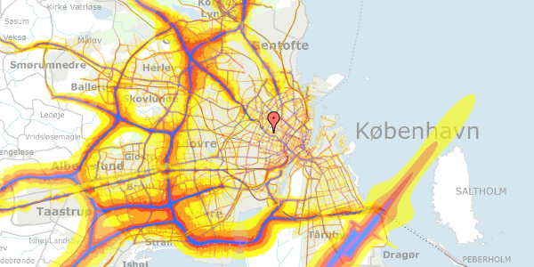 Trafikstøjkort på Ahlmannsgade 6, 3. tv, 2200 København N