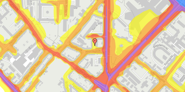 Trafikstøjkort på Ahornsgade 8A, 1. tv, 2200 København N