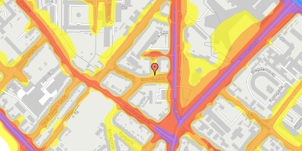 Trafikstøjkort på Ahornsgade 8, 1. th, 2200 København N