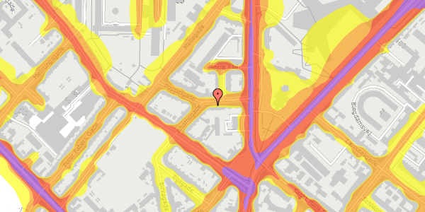 Trafikstøjkort på Ahornsgade 11, 1. th, 2200 København N