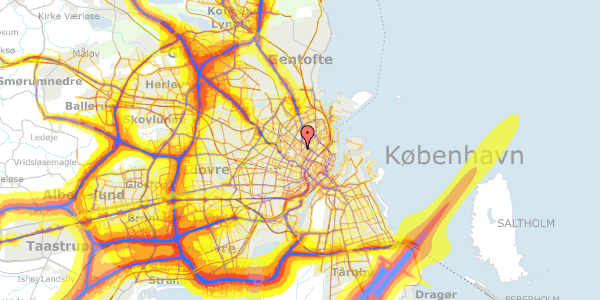 Trafikstøjkort på Ahornsgade 16, 3. th, 2200 København N