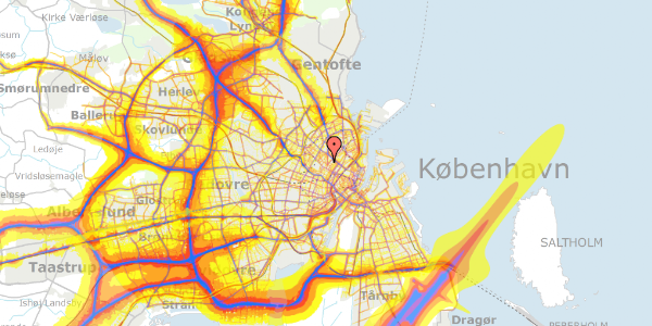 Trafikstøjkort på Ahornsgade 18, kl. th, 2200 København N