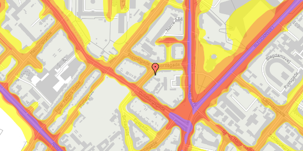 Trafikstøjkort på Ahornsgade 19, 1. , 2200 København N