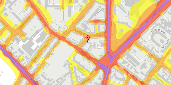 Trafikstøjkort på Ahornsgade 21, 1. tv, 2200 København N