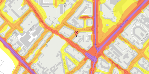 Trafikstøjkort på Ahornsgade 23, 1. th, 2200 København N