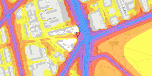 Trafikstøjkort på Aldersrogade 1, 1. , 2100 København Ø