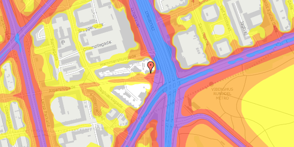 Trafikstøjkort på Aldersrogade 4, kl. , 2100 København Ø