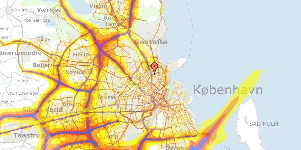 Trafikstøjkort på Aldersrogade 6F, 1. , 2100 København Ø