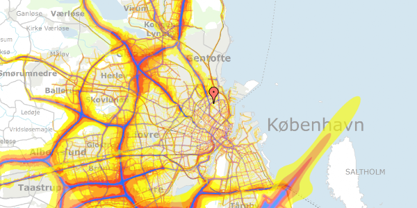 Trafikstøjkort på Aldersrogade 7, 2. th, 2100 København Ø