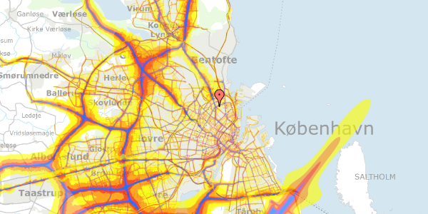 Trafikstøjkort på Aldersrogade 9, kl. , 2100 København Ø