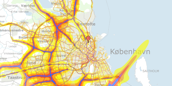 Trafikstøjkort på Aldersrogade 9, 3. th, 2100 København Ø