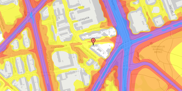 Trafikstøjkort på Aldersrogade 11, st. th, 2100 København Ø