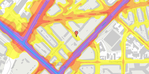 Trafikstøjkort på Sigynsgade 32, 1. th, 2200 København N