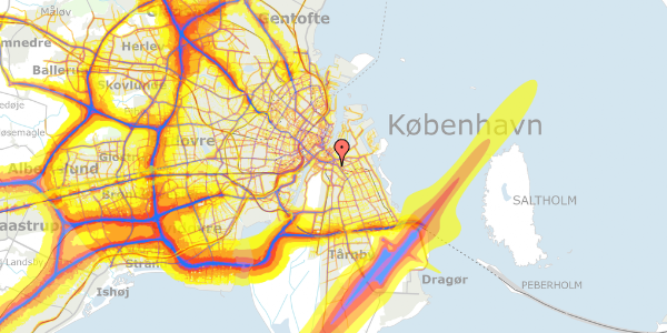 Trafikstøjkort på Amagerfælledvej 33, 5. th, 2300 København S