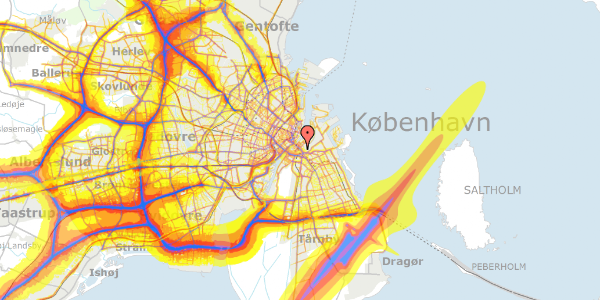 Trafikstøjkort på Amagergade 11B, 2. th, 1423 København K