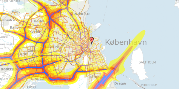 Trafikstøjkort på Amaliegade 16A, 3. th, 1256 København K