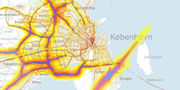 Trafikstøjkort på H.C. Andersens Boulevard 40B, st. th, 1553 København V