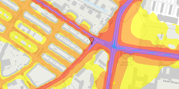 Trafikstøjkort på Artillerivej 52, 3. tv, 2300 København S