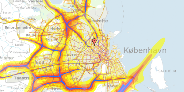 Trafikstøjkort på Asminderødgade 4, 1. th, 2200 København N