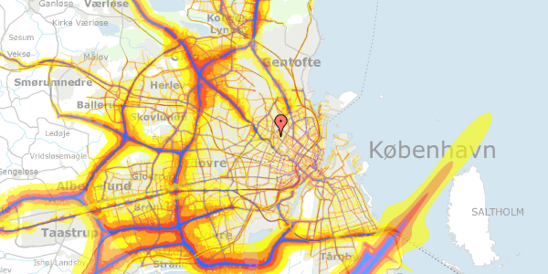 Trafikstøjkort på Asminderødgade 6, 1. th, 2200 København N