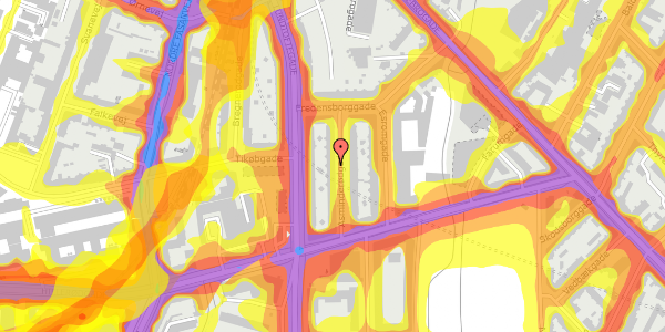 Trafikstøjkort på Asminderødgade 11, st. th, 2200 København N